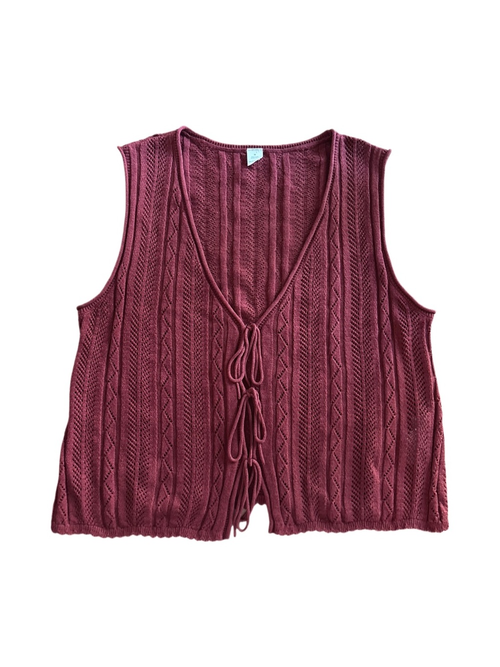Old Navy Cottagecore Boho Fairycore Y2K 90s Crochet Tie-Front Cardigan Vest